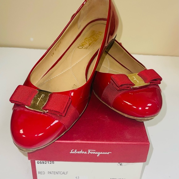 Salvatore Ferragamo Shoes - Red Salvatore Ferragamo Women Varina Ballet Flat Size 11